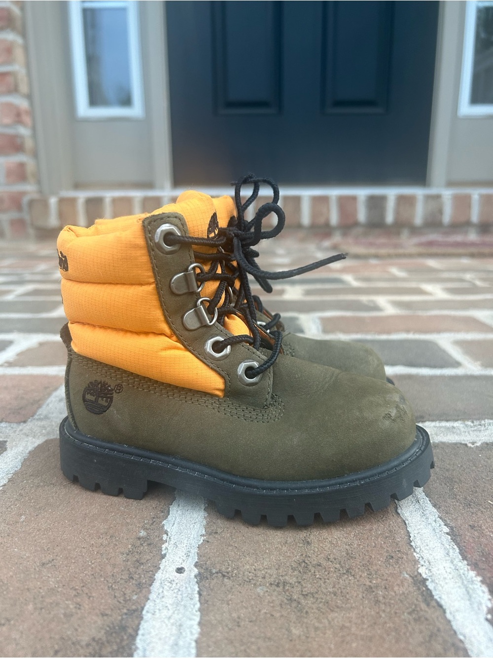 Timberland Olive Nubuck Leather Padded 650 Lace-Up Boots 8